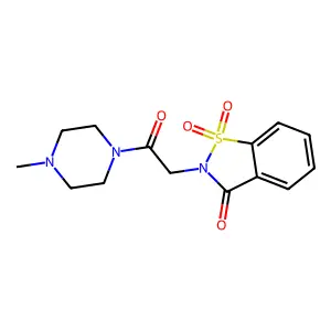 2-[2-(4-methylpiperazin-1-yl)-2-oxoethyl]-1,2-benzothiazol-3(2H)-one 1,1-dioxide structure