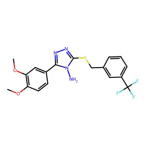 3-(3,4-dimethoxyphenyl)-5-{[3-(trifluoromethyl)benzyl]sulfanyl}-4H-1,2,4-triazol-4-amine structure