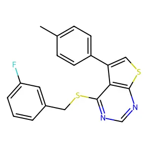4-[(3-Fluorobenzyl)sulfanyl]-5-(4-methylphenyl)thieno[2,3-d]pyrimidine structure
