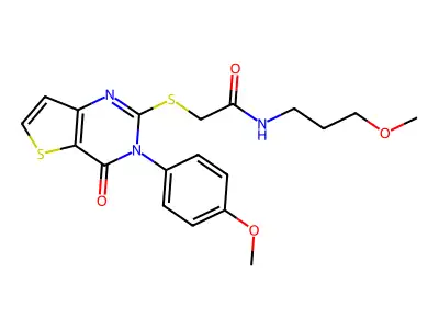 2-[3-(4-methoxyphenyl)-4-oxothieno[3,2-d]pyrimidin-2-yl]sulfanyl-N-(3-methoxypropyl)acetamide structure