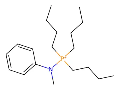 Tributyl-(methyl-phenyl-amino)phosphanium structure