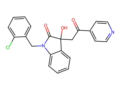 1-[(2-Chlorophenyl)methyl]-3-hydroxy-3-(2-oxo-2-pyridin-4-ylethyl)indol-2-one structure