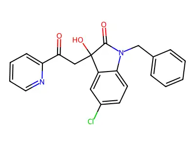 1-Benzyl-5-chloro-3-hydroxy-3-(2-oxo-2-pyridin-2-ylethyl)indol-2-one structure