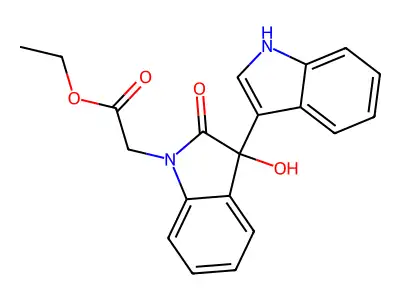 ethyl 2-(3-hydroxy-3-(1H-indol-3-yl)-2-oxoindolin-1-yl)acetate structure