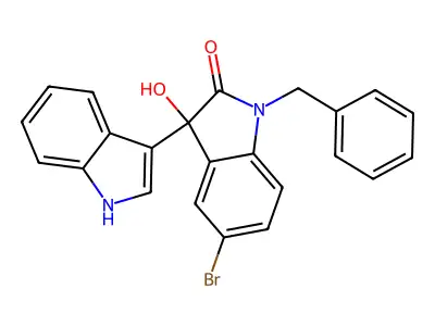 1-benzyl-5-bromo-3-hydroxy-3-(1H-indol-3-yl)indol-2-one structure