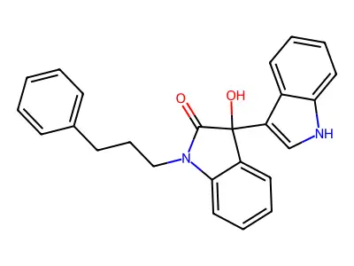 3-hydroxy-3-(1H-indol-3-yl)-1-(3-phenylpropyl)indol-2-one structure