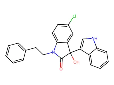 5'-chloro-3'-hydroxy-1'-(2-phenylethyl)-1',3'-dihydro-1H,2'H-3,3'-biindol-2'-one structure