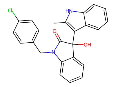 1-[(4-chlorophenyl)methyl]-3-hydroxy-3-(2-methyl-1H-indol-3-yl)indol-2-one structure