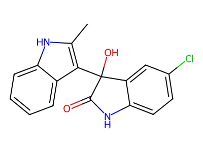 5-chloro-3-hydroxy-3-(2-methyl-1H-indol-3-yl)-1H-indol-2-one structure