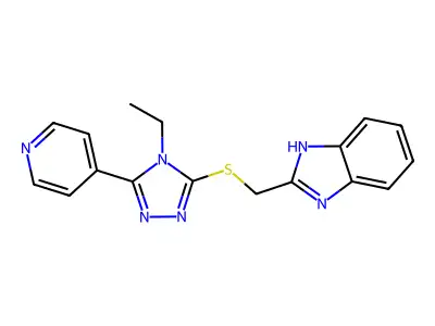 2-[(4-ethyl-5-pyridin-4-yl-1,2,4-triazol-3-yl)sulfanylmethyl]-1H-benzimidazole structure