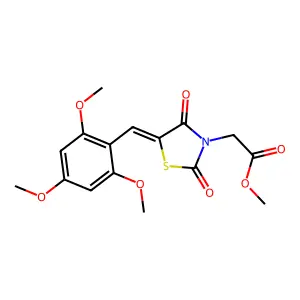 methyl [(5E)-2,4-dioxo-5-(2,4,6-trimethoxybenzylidene)-1,3-thiazolidin-3-yl]acetate structure