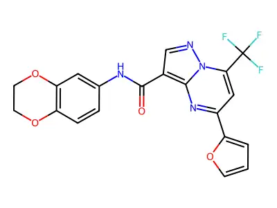 N-(2,3-dihydro-1,4-benzodioxin-6-yl)-5-(furan-2-yl)-7-(trifluoromethyl)pyrazolo[1,5-a]pyrimidine-3-carboxamide structure