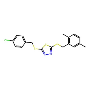 2-((4-Chlorobenzyl)thio)-5-((2,5-dimethylbenzyl)thio)-1,3,4-thiadiazole structure