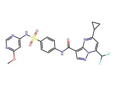 5-cyclopropyl-7-(difluoromethyl)-N-[4-[(6-methoxypyrimidin-4-yl)sulfamoyl]phenyl]pyrazolo[1,5-a]pyrimidine-3-carboxamide structure