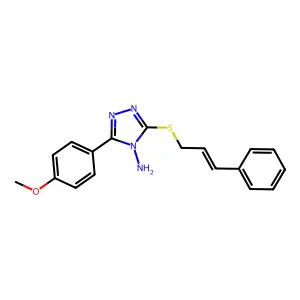 3-((2E)-3-phenylprop-2-enylthio)-5-(4-methoxyphenyl)-1,2,4-triazole-4-ylamine structure