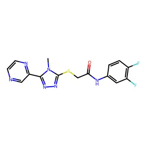 N-(3,4-difluorophenyl)-2-{[4-methyl-5-(pyrazin-2-yl)-4H-1,2,4-triazol-3-yl]sulfanyl}acetamide structure