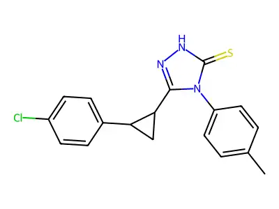 3-[2-(4-chlorophenyl)cyclopropyl]-4-(4-methylphenyl)-1H-1,2,4-triazole-5-thione structure
