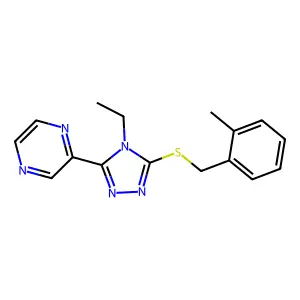 4-Ethyl-3-[(2-methylphenyl)methylthio]-5-pyrazin-2-yl-1,2,4-triazole structure