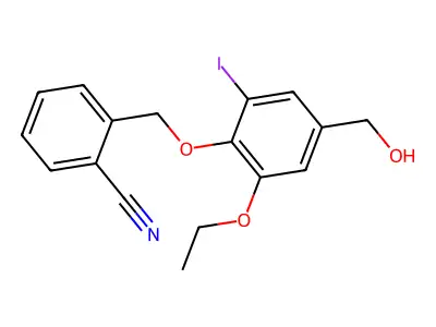 2-[[2-Ethoxy-4-(hydroxymethyl)-6-iodophenoxy]methyl]benzonitrile structure