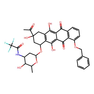 N-[6-[(3-acetyl-3,5,12-trihydroxy-6,11-dioxo-10-phenylmethoxy-2,4-dihydro-1H-tetracen-1-yl)oxy]-3-hydroxy-2-methyloxan-4-yl]-2,2,2-trifluoroacetamide structure