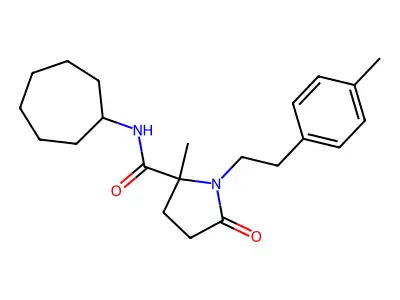 N-cycloheptyl-2-methyl-1-[2-(4-methylphenyl)ethyl]-5-oxopyrrolidine-2-carboxamide structure