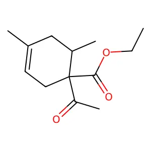 3-Cyclohexene-1-carboxylic acid, 1-acetyl-4,6-dimethyl-, ethyl ester structure