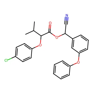 Butanoic acid, 2-(4-chlorophenoxy)-3-methyl-, cyano(3-phenoxyphenyl)methyl ester structure