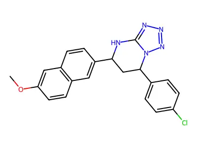 7-(4-chlorophenyl)-5-(6-methoxynaphthalen-2-yl)-1,5,6,7-tetrahydrotetrazolo[1,5-a]pyrimidine structure
