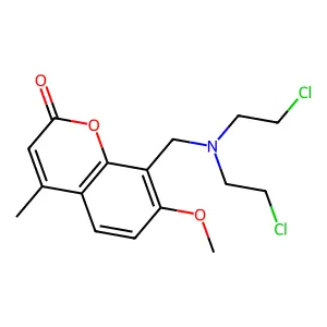 8-[Bis(2-chloroethyl)aminomethyl]-7-methoxy-4-methylchromen-2-one structure