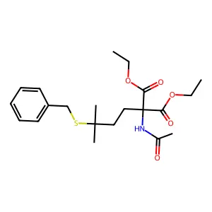 Diethyl acetamido[3-(benzylsulfanyl)-3-methylbutyl]propanedioate structure