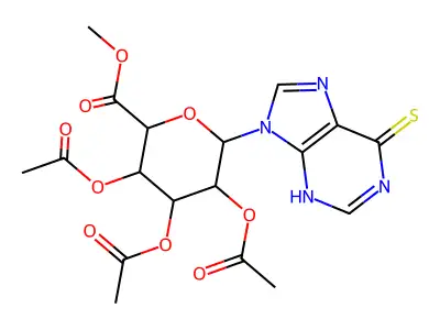 methyl 3,4,5-triacetyloxy-6-(6-sulfanylidene-3H-purin-9-yl)oxane-2-carboxylate structure