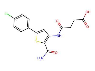 N-[2-Carbamoyl-5-(4-chloro-phenyl)-thiophen-3-yl]-succinamic acid structure