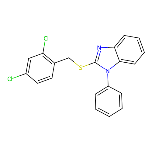2-[(2,4-Dichlorophenyl)methylsulfanyl]-1-phenylbenzimidazole structure