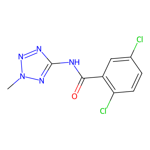 2,5-dichloro-N-(2-methyl-2H-tetrazol-5-yl)benzamide structure