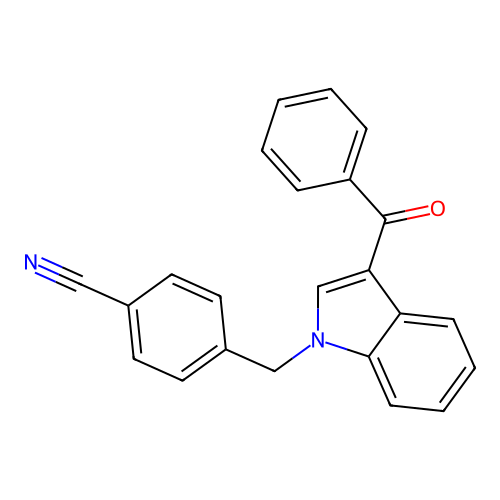 4-{[3-(phenylcarbonyl)-1H-indol-1-yl]methyl}benzonitrile structure