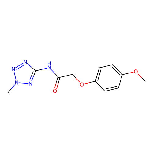 2-(4-methoxyphenoxy)-N-(2-methyl-2H-tetrazol-5-yl)acetamide structure