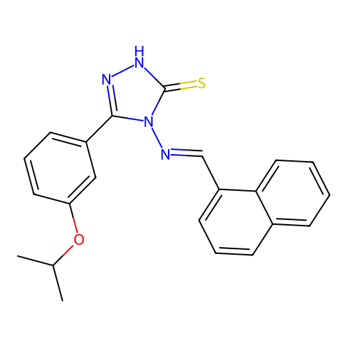 (E)-5-(3-isopropoxyphenyl)-4-((naphthalen-1-ylmethylene)amino)-4H-1,2,4-triazole-3-thiol structure