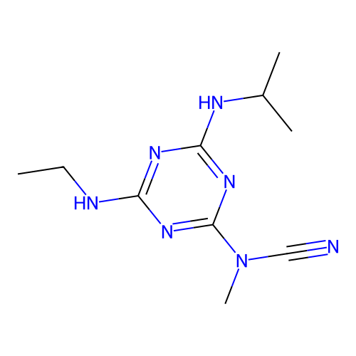 (4-Ethylamino-6-isopropylamino-[1,3,5]triazin-2-yl)-methyl-cyanamide structure