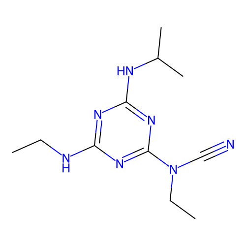 Ethyl-(4-ethylamino-6-isopropylamino-[1,3,5]triazin-2-yl)-cyanamide structure