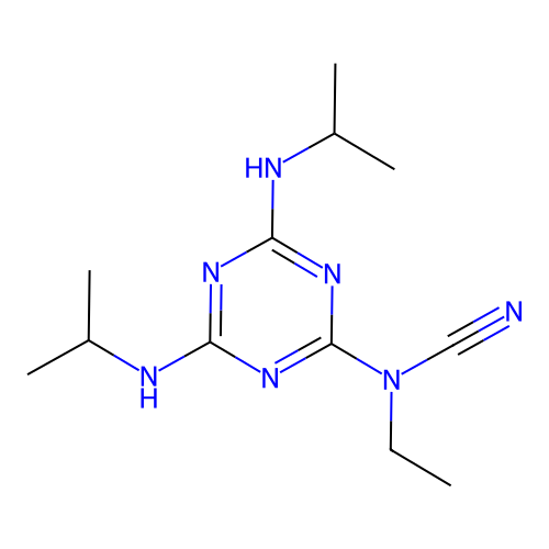[4,6-Bis(isopropylamino)-1,3,5-triazin-2-yl]ethylcyanamide structure