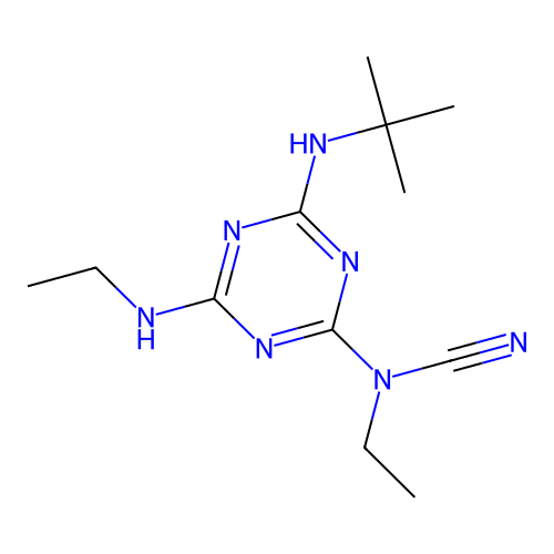 (4-tert-Butylamino-6-ethylamino-[1,3,5]triazin-2-yl)-ethyl-cyanamide structure