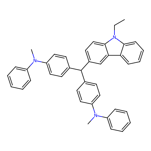 4,4'-((9-Ethyl-9H-carbazol-3-yl)methylene)bis(N-methyl-N-phenylaniline) structure