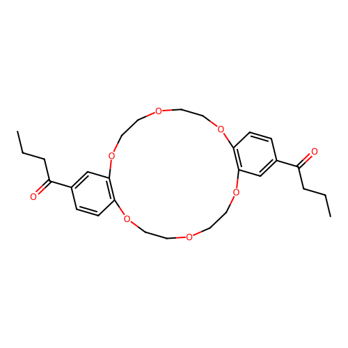 1,1'-(6,7,9,10,17,18,20,21-octahydrodibenzo[b,k][1,4,7,10,13,16]hexaoxacyclooctadecine-2,13-diyl)bis(butan-1-one) structure