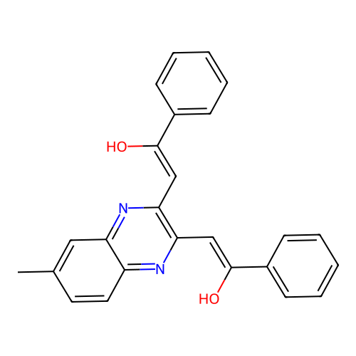 2-[3-(2-Hydroxy-2-phenylethenyl)-6-methylquinoxalin-2-yl]-1-phenylethenol structure