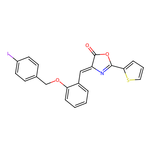 4-{2-[(4-iodobenzyl)oxy]benzylidene}-2-(2-thienyl)-1,3-oxazol-5(4H)-one structure