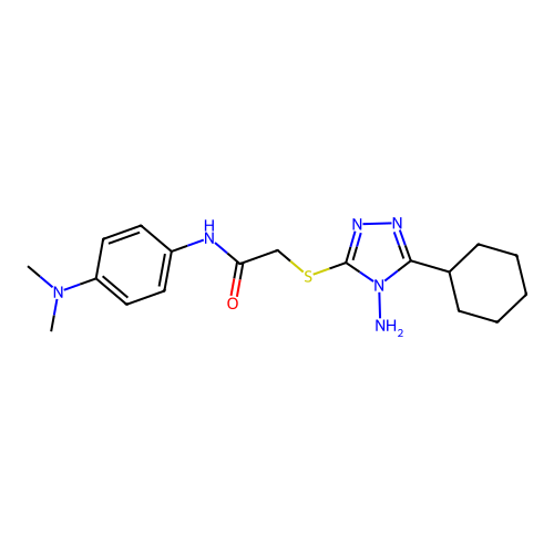 2-[(4-amino-5-cyclohexyl-1,2,4-triazol-3-yl)sulfanyl]-N-(4-dimethylaminophenyl)acetamide structure