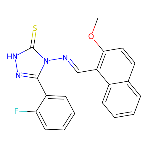 5-(2-F-Phenyl)-4-(((2-meo-1-naphthyl)methylene)amino)-4H-1,2,4-triazole-3-thiol structure
