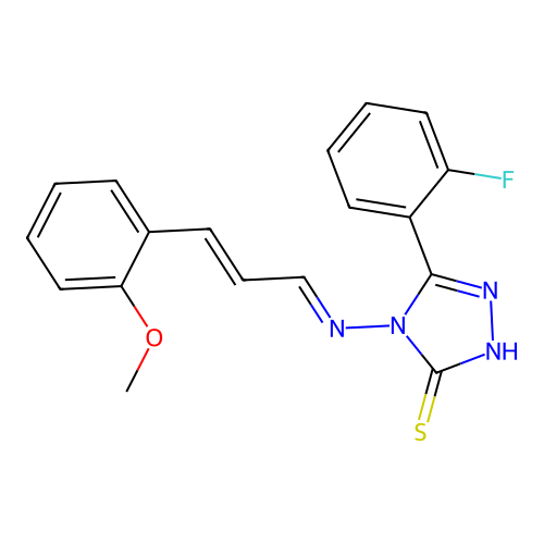 5-(2-F-PH)-4-((3-(2-Meo-phenyl)-2-propenylidene)amino)-4H-1,2,4-triazole-3-thiol structure