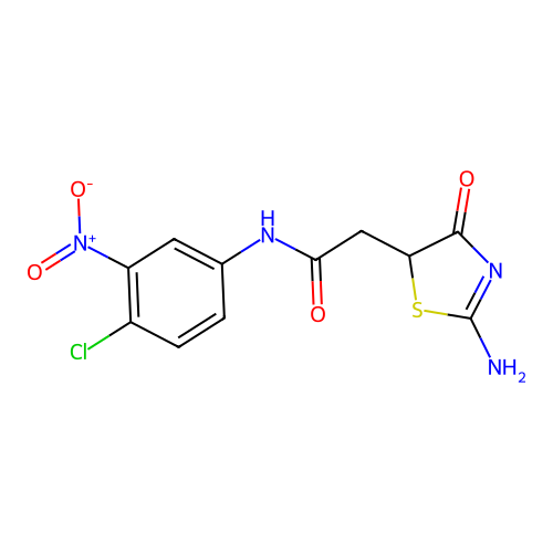 N-(4-chloro-3-nitrophenyl)-2-(2-imino-4-oxo-1,3-thiazolidin-5-yl)acetamide structure