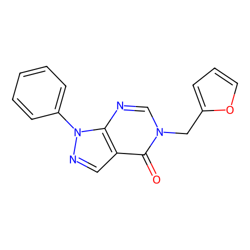 5-Furan-2-ylmethyl-1-phenyl-1,5-dihydro-pyrazolo[3,4-d]pyrimidin-4-one structure